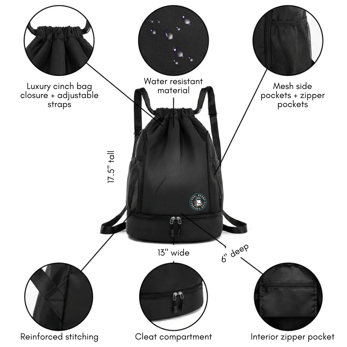 The Flag Bag | Flag Football Drawstring Backpack with Cleat Compartment
